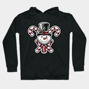 Candy Cane Cheer - snowman with Top Hat design Hoodie